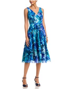 Eliza J Eliza J Sleeveless V Neck Fit & Flare Mini Dress