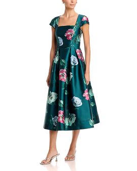 Eliza J Eliza J Square Neck Cap Sleeve Midi Dress