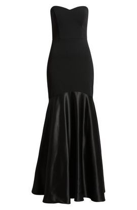 Eliza J Eliza J Strapless Crepe & Satin Mermaid Gown