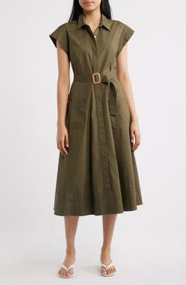 Eliza J Eliza J Trapunto Midi Shirtdress