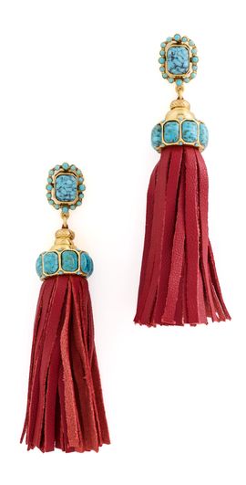 Elizabeth Cole Elizabeth Cole Ponsie Earrings Red Turquoise One