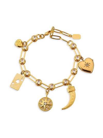 Elizabeth Cole Women's Hyacinth 24K-Gold-Plated & Crystal Charm Bracelet
