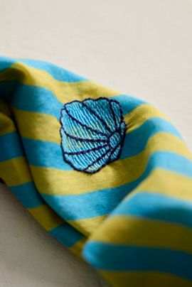 Elizabeth Gillett Embroidered Seashells Cotton Bandana