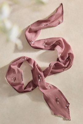 Elizabeth Gillett Embroidered Skinny Cotton Bandana