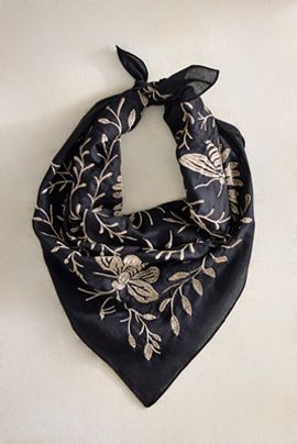 Elizabeth Gillett Terrain Embroidered Moth + Spider Cotton Bandana