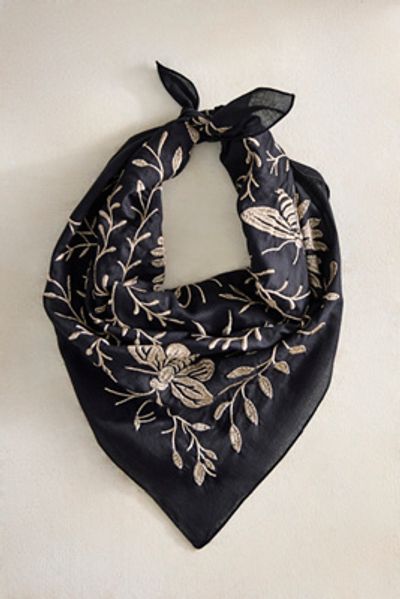 Elizabeth Gillett Terrain Embroidered Moth + Spider Cotton Bandana