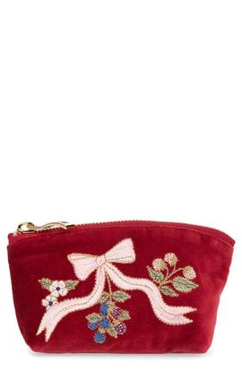 Elizabeth Scarlett Elizabeth Scarlett Berries & Bows Embroidered Velvet Coin Purse