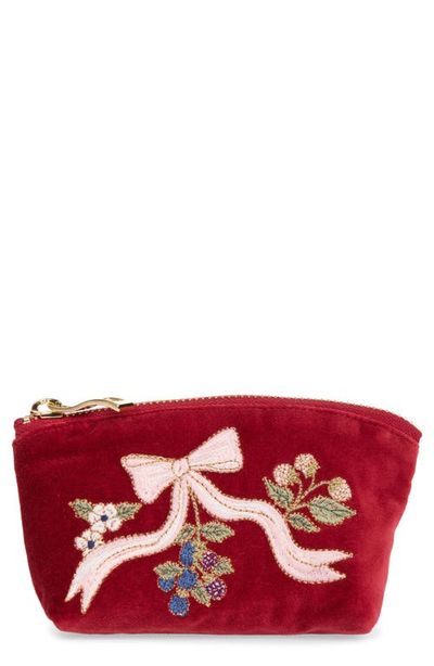 Elizabeth Scarlett Elizabeth Scarlett Berries & Bows Embroidered Velvet Coin Purse
