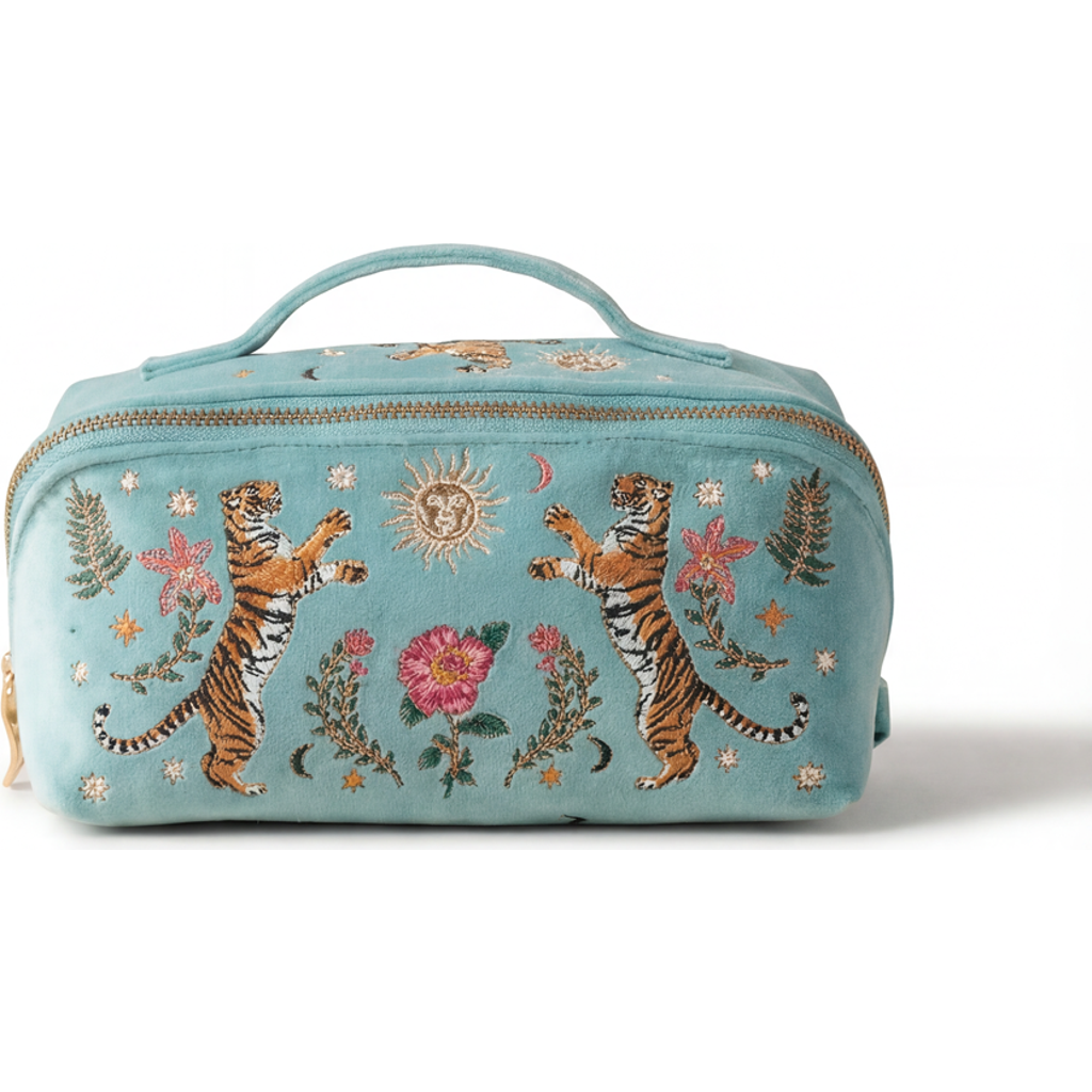 Elizabeth Scarlett Elizabeth Scarlett Celestial Tiger Open Flat Velvet Makeup Bag