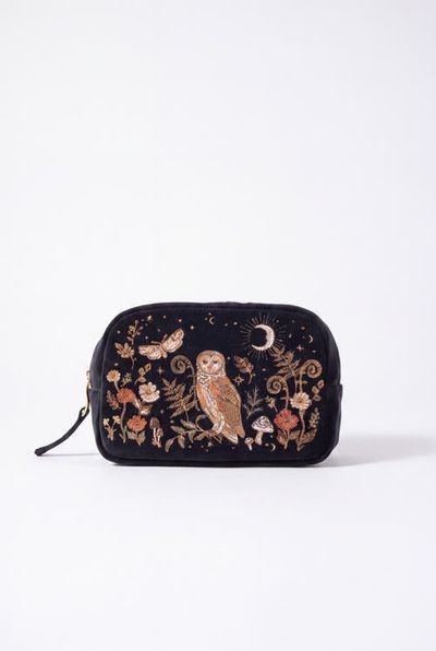 Elizabeth Scarlett Elizabeth Scarlett Mystical Owl Velvet Makeup Bag