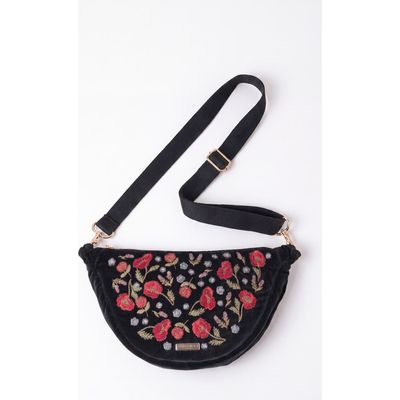 Elizabeth Scarlett Elizabeth Scarlett Poppy Meadow Velvet Crossbody Sling Bag