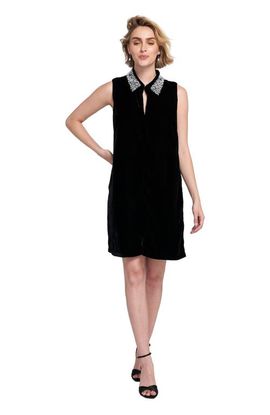 ELLE Collection ELLE Collection Beaded Collar Velvet Dress Slip