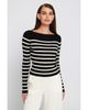 Elle Collection Elle Collection Fine Gauge Light Weight Striped Sweater - 2