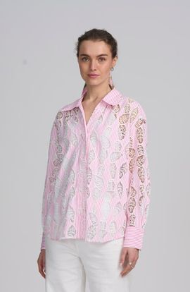 ELLE Collection ELLE Collection Lace Striped Shirt