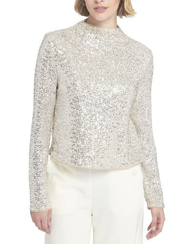 Elle Collection Elle Collection Sequin Knit Mock Neck Top