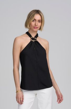 ELLE Collection ELLE Collection Woven Halter Hardware Top