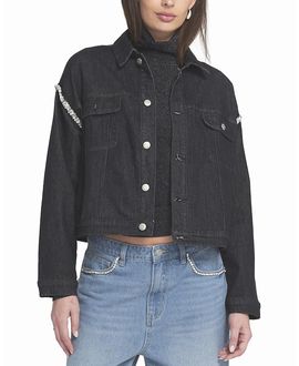 Elle Collection Elle Rhinestone Trim Denim Jacket