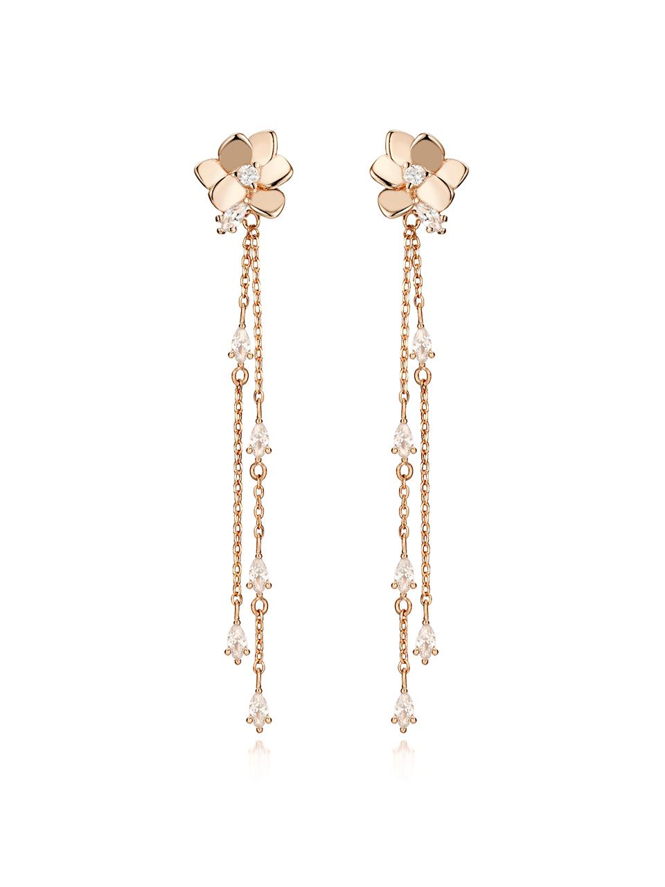 ELLE Jewelry 14K Flower Drop Gold Pin Earrings (ELGPEE257)