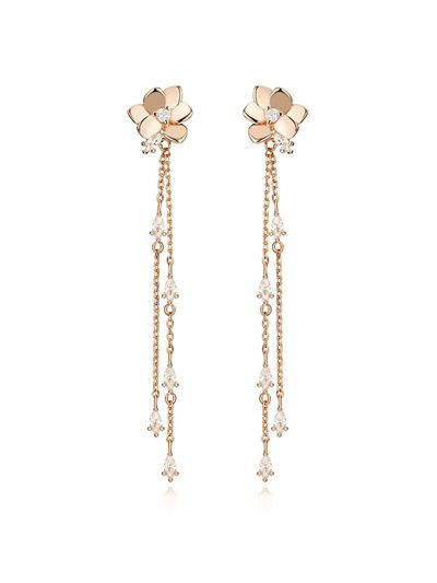 ELLE Jewelry 14K Flower Drop Gold Pin Earrings (ELGPEE257)