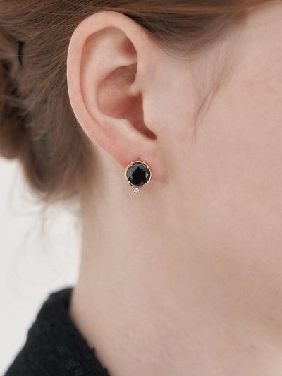 ELLE Jewelry 14K Gold-Filled Huggie Hoop Seahorse Earrings [Black] (ELGPEE547)