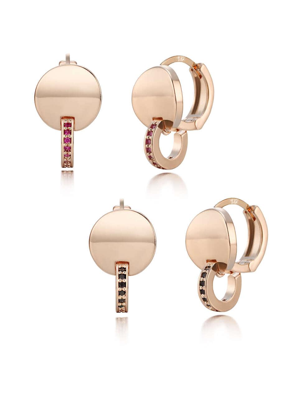 ELLE Jewelry 14K Gold-plated Cubic Zirconia Huggie Hoop Earrings (ELGPEE375)