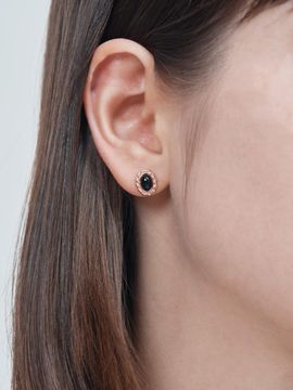 ELLE Jewelry 14K Gold Filled Oval Onyx Earrings (ELGPEE499)