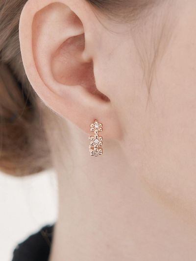 ELLE Jewelry 14K Gold Flower Point Huggie Hoop Earrings (ELGPEE555)
