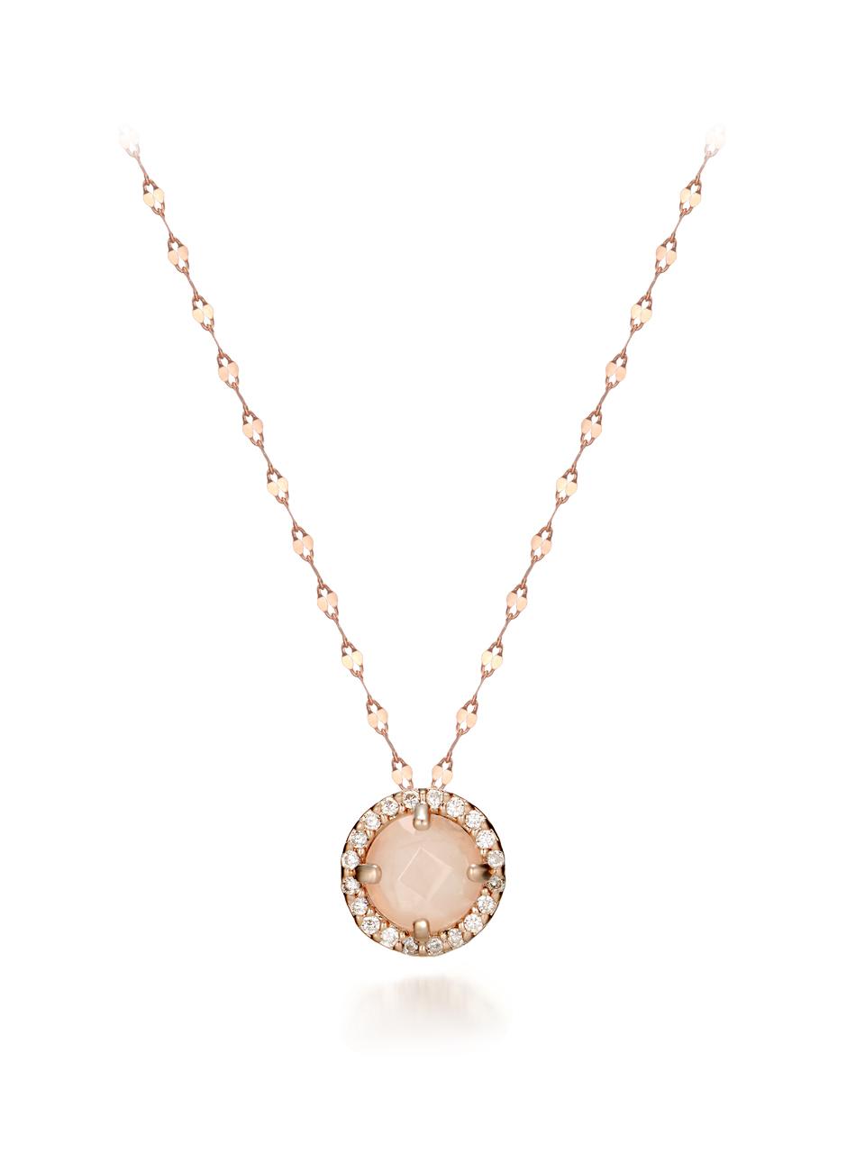 ELLE Jewelry 14K Natural Rose Quartz Point Necklace