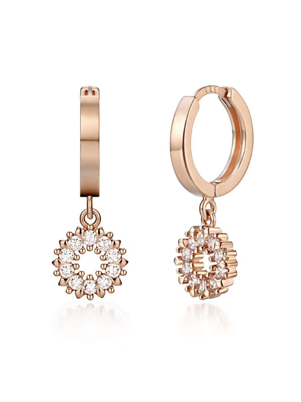 ELLE Jewelry 14k Rose Gold One-Touch Stone Earrings (ELGPEE006)