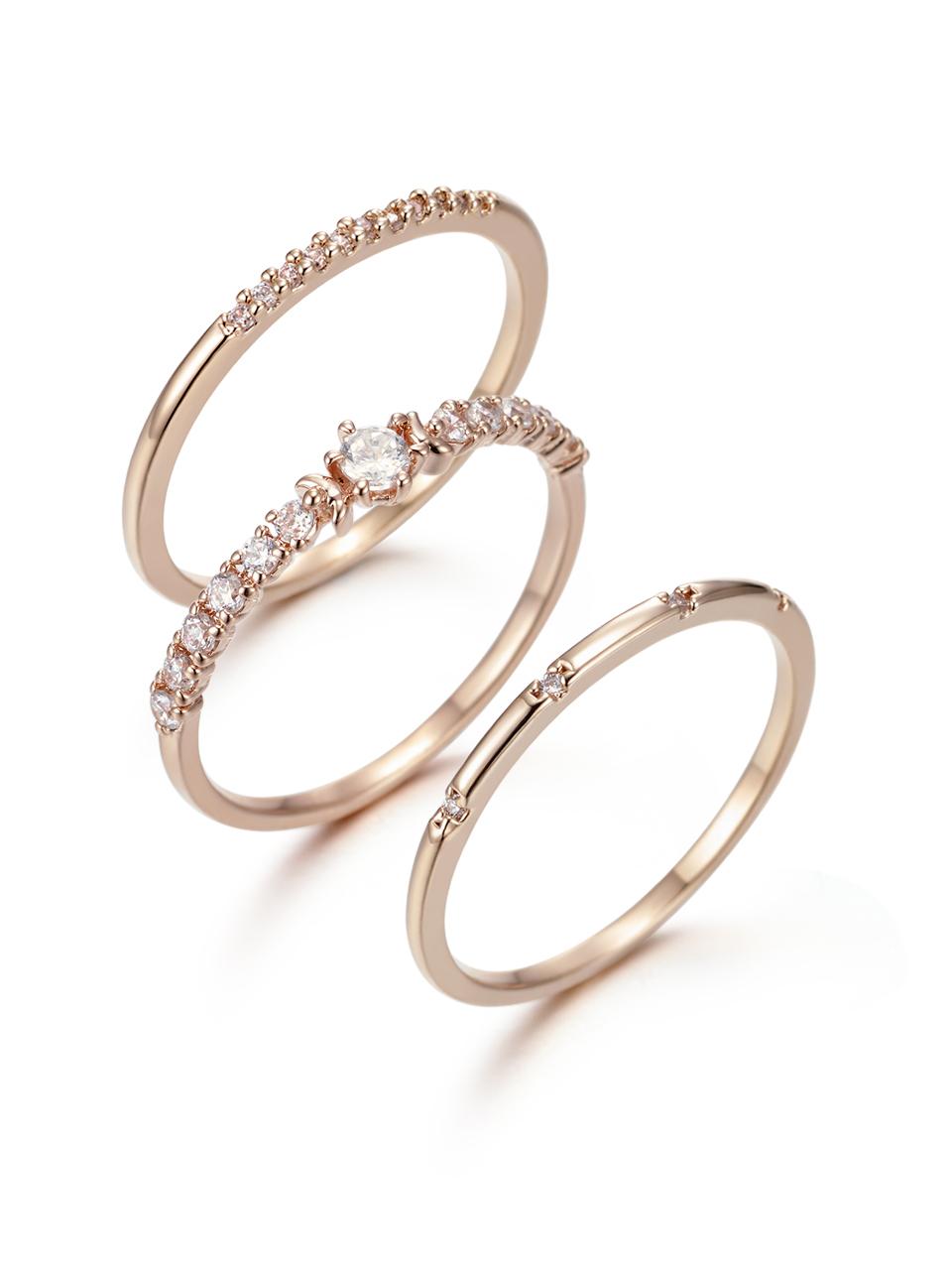 ELLE Jewelry 14K Rose Gold Plated Layered Blossom Ring Set (ELBRWR086)