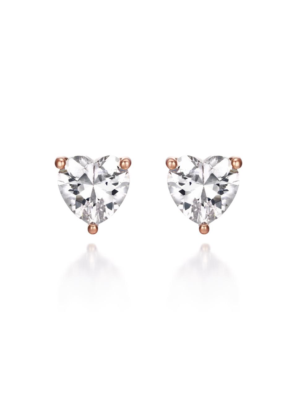 ELLE Jewelry 14K Ruby Cubic Heart Gold Filled Earrings (ELGPEE471)