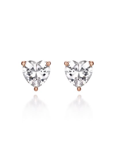 ELLE Jewelry 14K Ruby Cubic Heart Gold Filled Earrings (ELGPEE471)