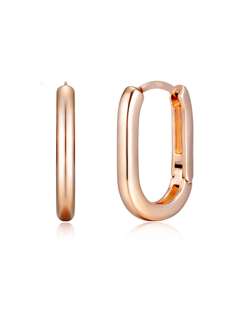 ELLE Jewelry 14K Slim U Ring Earrings (ELGPEE488) [Gold]