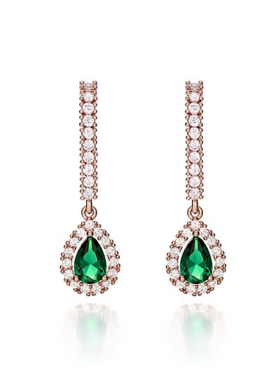 ELLE Jewelry 14K Tear Drop Cubic Zirconia Earrings [Green] (ELGPEE185)