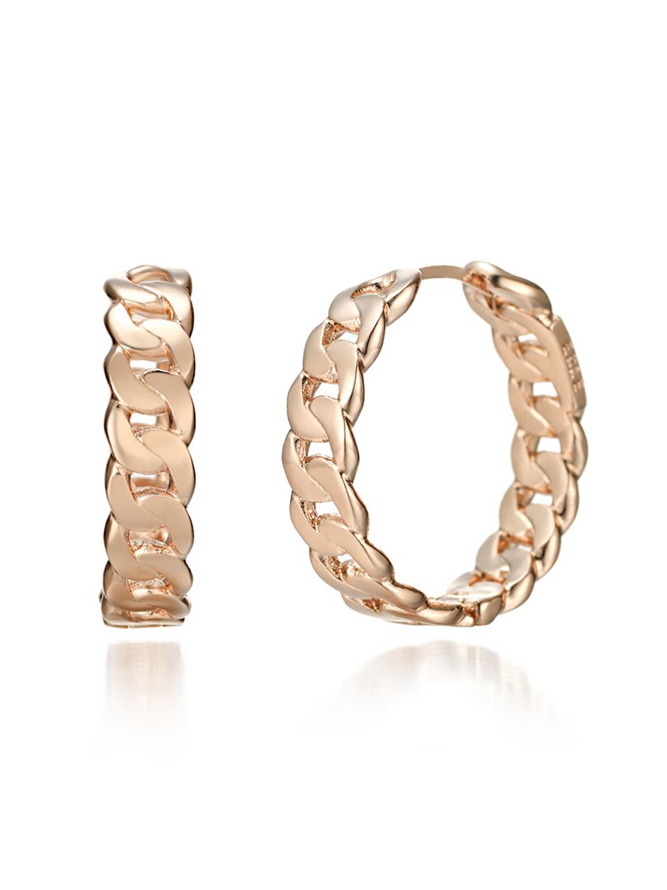 ELLE Jewelry Bold Chain 14K One-Touch Ring Earrings (ELGPEE231) [Gold]