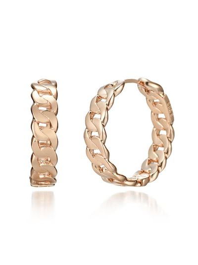 ELLE Jewelry Bold Chain 14K One-Touch Ring Earrings (ELGPEE231) [Gold]