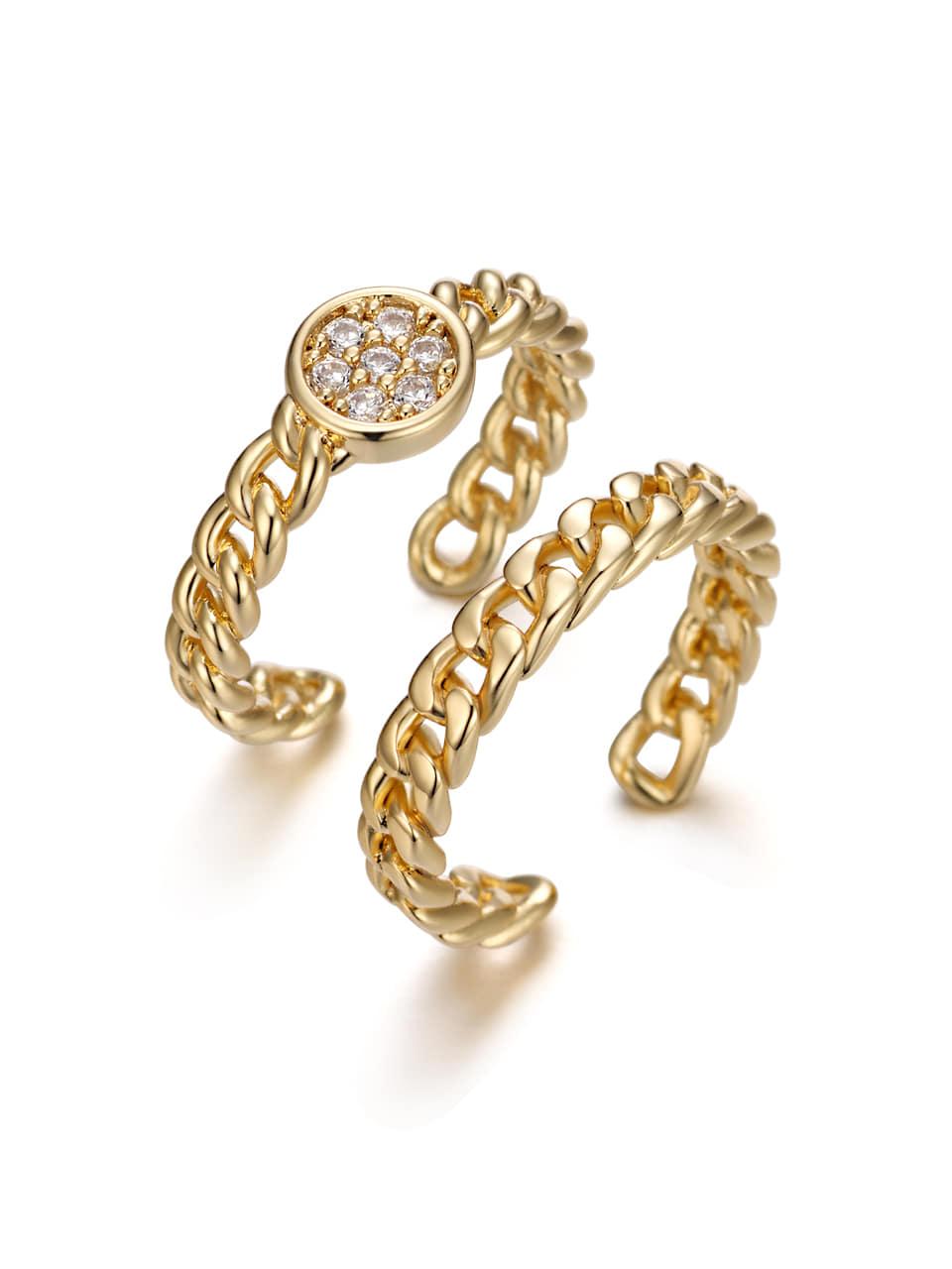 ELLE Jewelry Bold Chain Layered Open Ring [Gold] (ELBRWR091)