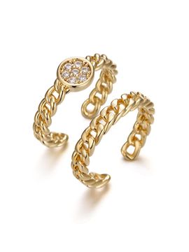 ELLE Jewelry Bold Chain Layered Open Ring [Gold] (ELBRWR091)