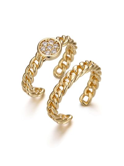 ELLE Jewelry Bold Chain Layered Open Ring [Gold] (ELBRWR091)