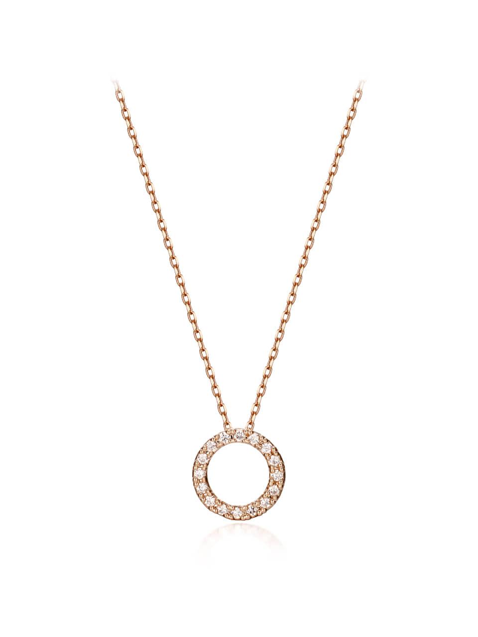 ELLE Jewelry Circle Cubic Rose Gold Necklace (ELBRNN066)