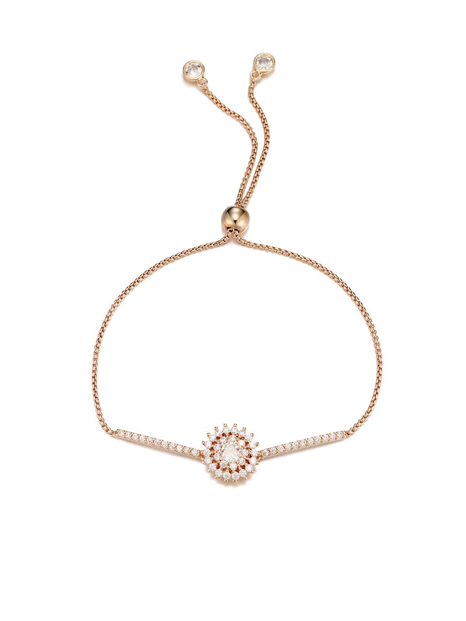 ELLE Jewelry Cubic Flower Adjustable Brass Bracelet (ELBRBB046)