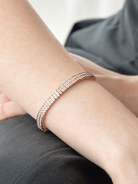 ELLE Jewelry Double Cubic Gold-Plated Tennis Bracelet (ELBRBB093)