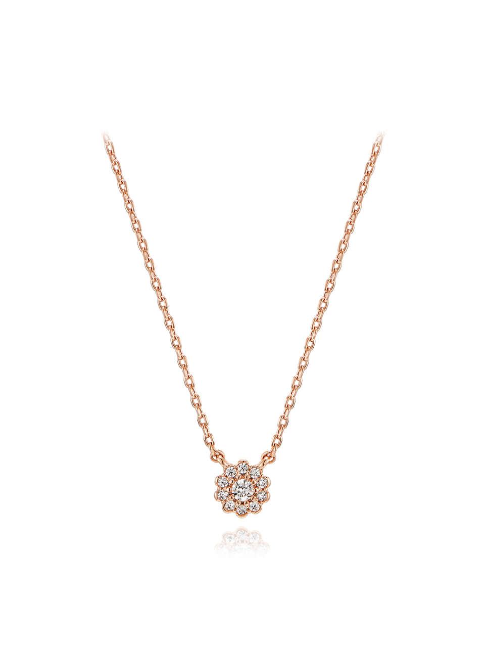 ELLE Jewelry Rose Gold Floral Cubic Zirconia Necklace (ELBRNN172)