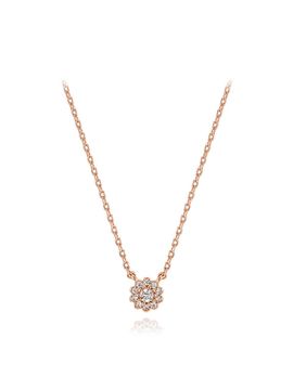 ELLE Jewelry Rose Gold Floral Cubic Zirconia Necklace (ELBRNN172)