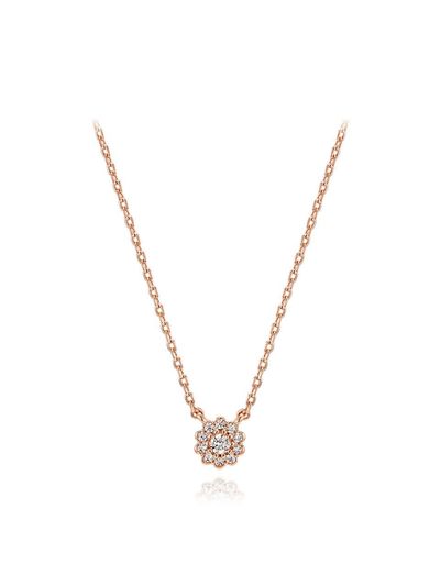 ELLE Jewelry Rose Gold Floral Cubic Zirconia Necklace (ELBRNN172)