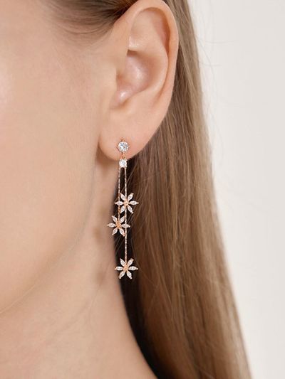 ELLE Jewelry Rose Gold Flower Cubic Zirconia Jewelry Set (EL2SET071)