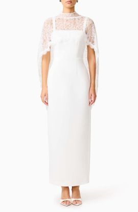 Elliatt Elliatt Elly Lace Detail Cape Sleeve Column Gown