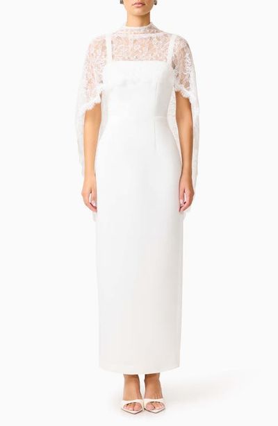 Elliatt Elliatt Elly Lace Detail Cape Sleeve Column Gown