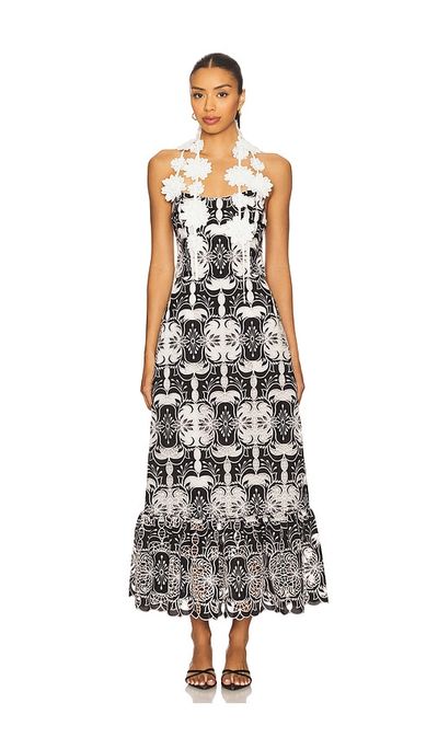 elliatt classical dress Elliatt Planetary Asymmetric Shoulder Bubble Sleeve Jacquard Maxi Dress Multi / S