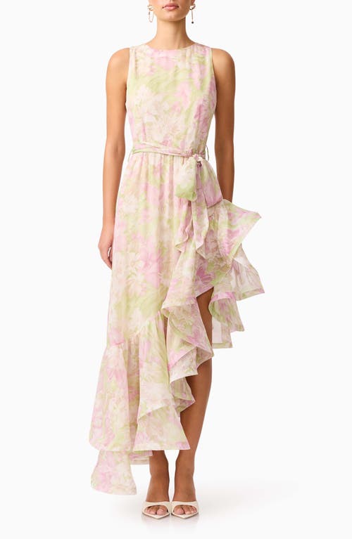 Elliatt Elliatt Lacinda Ruffle Tie Waist Asymmetric Gown